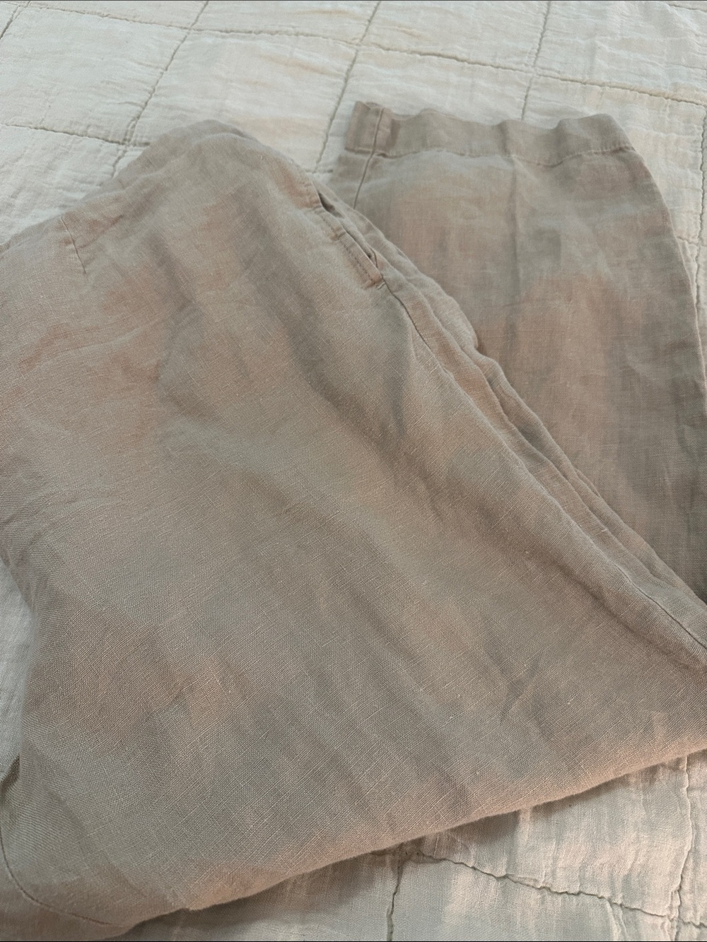 J. Jill Linen Pants pull on large  in Light Taupe pockets
